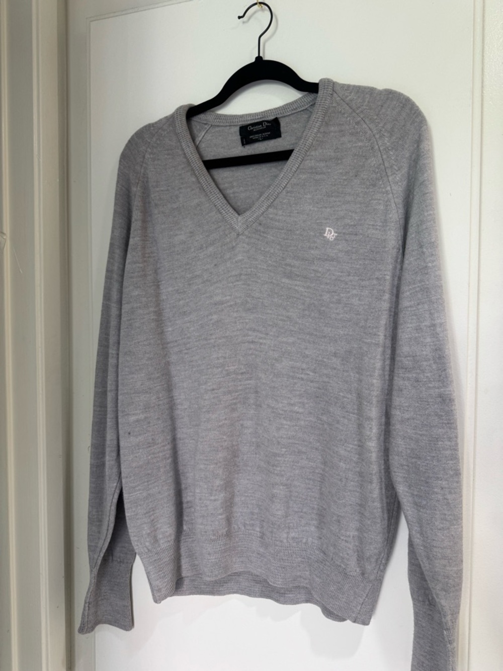 Christian Dior Light Gray V-Neck Men's Sweater